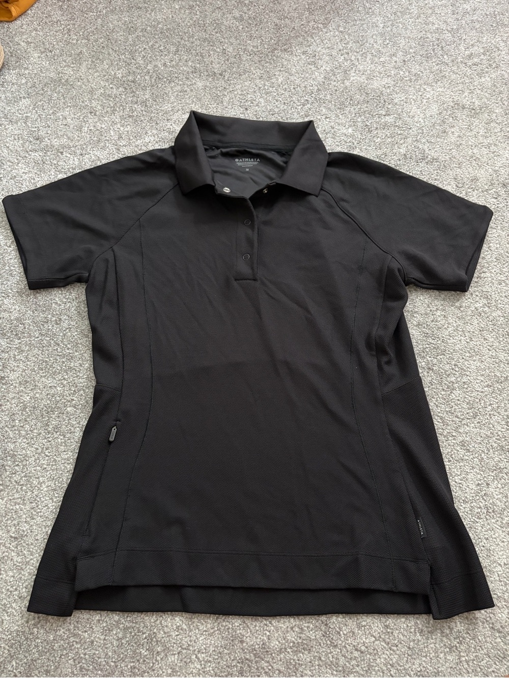 Athleta Black Short-Sleeve Polo Top
